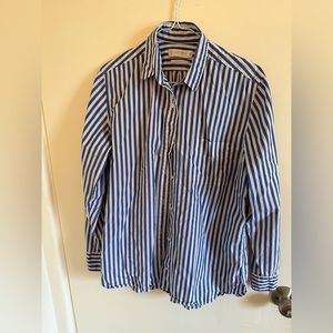 Lucky Brand oversized blue and white button down M